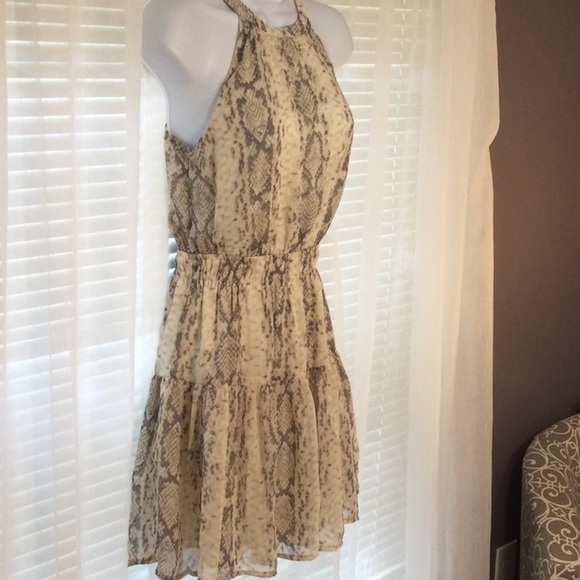 Japna Snake High Neck Split Back Dress Sz S - Picture 2 of 10